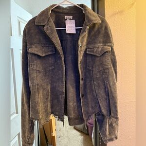 POL Corduroy Jean Jacket in Brown